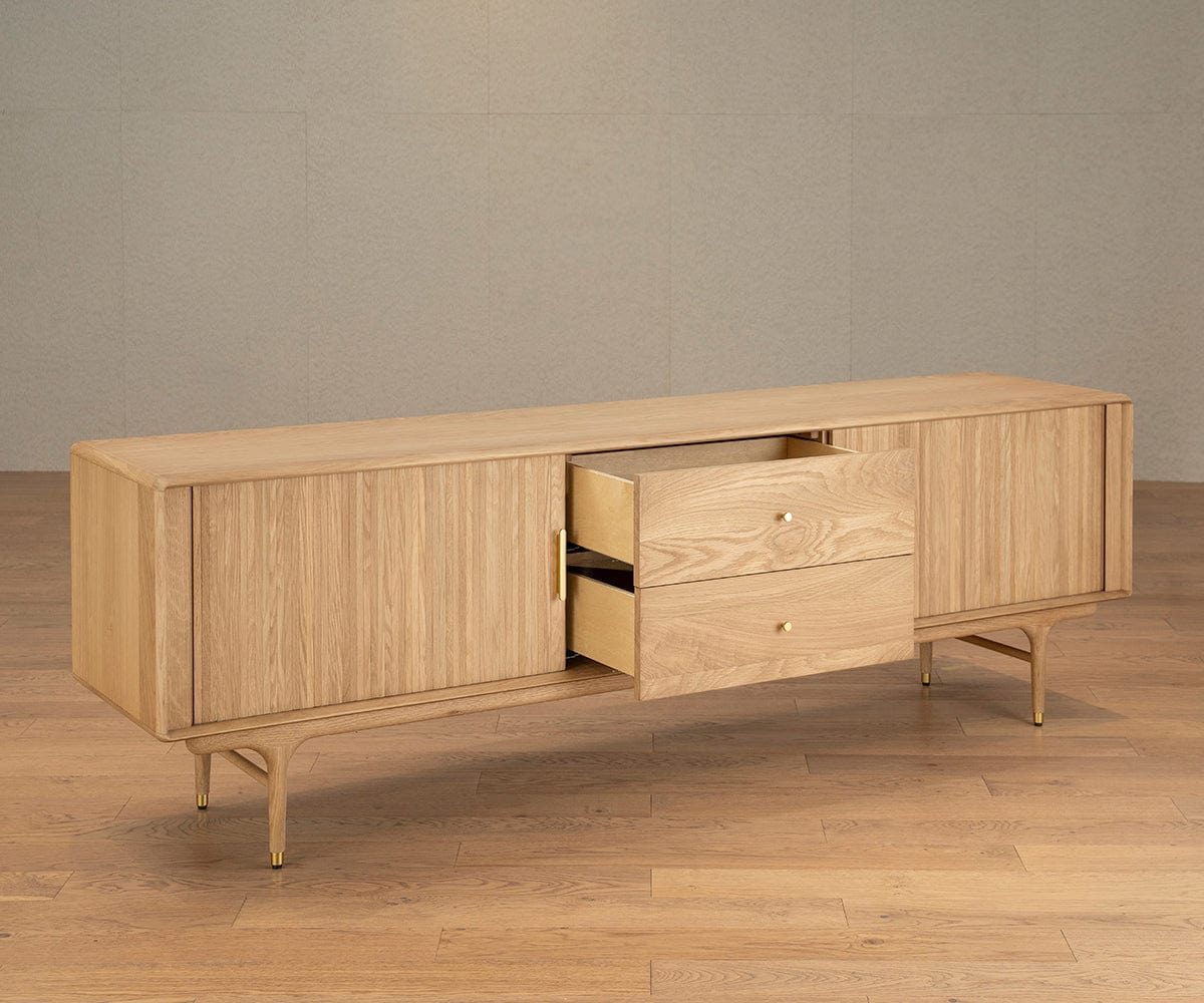 Hendrick 79" Media Stand II - White Oak