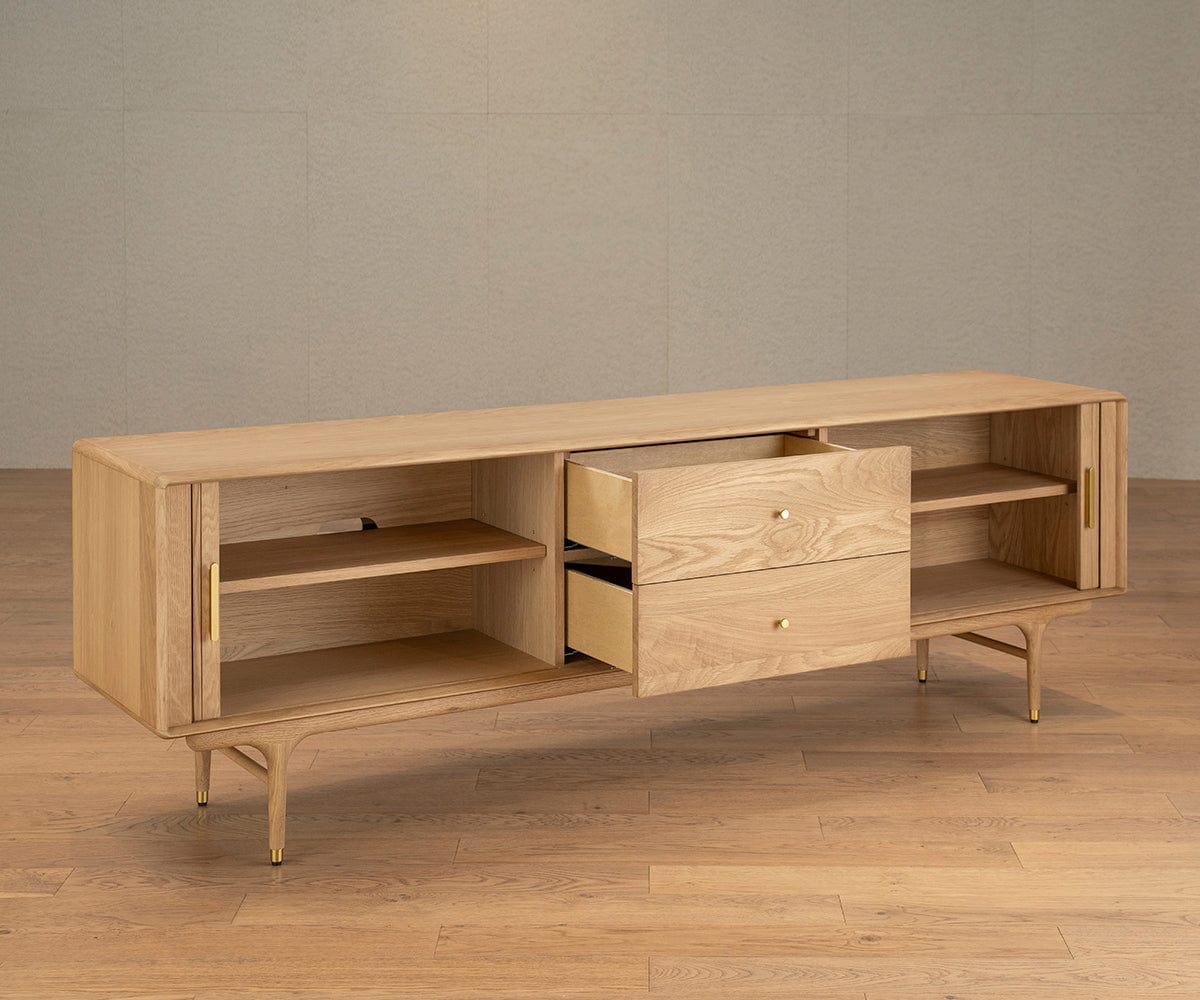 Hendrick 79" Media Stand II - White Oak